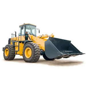 Yellow articulated wheel loader with a general-purpose bucket, shown against a plain background